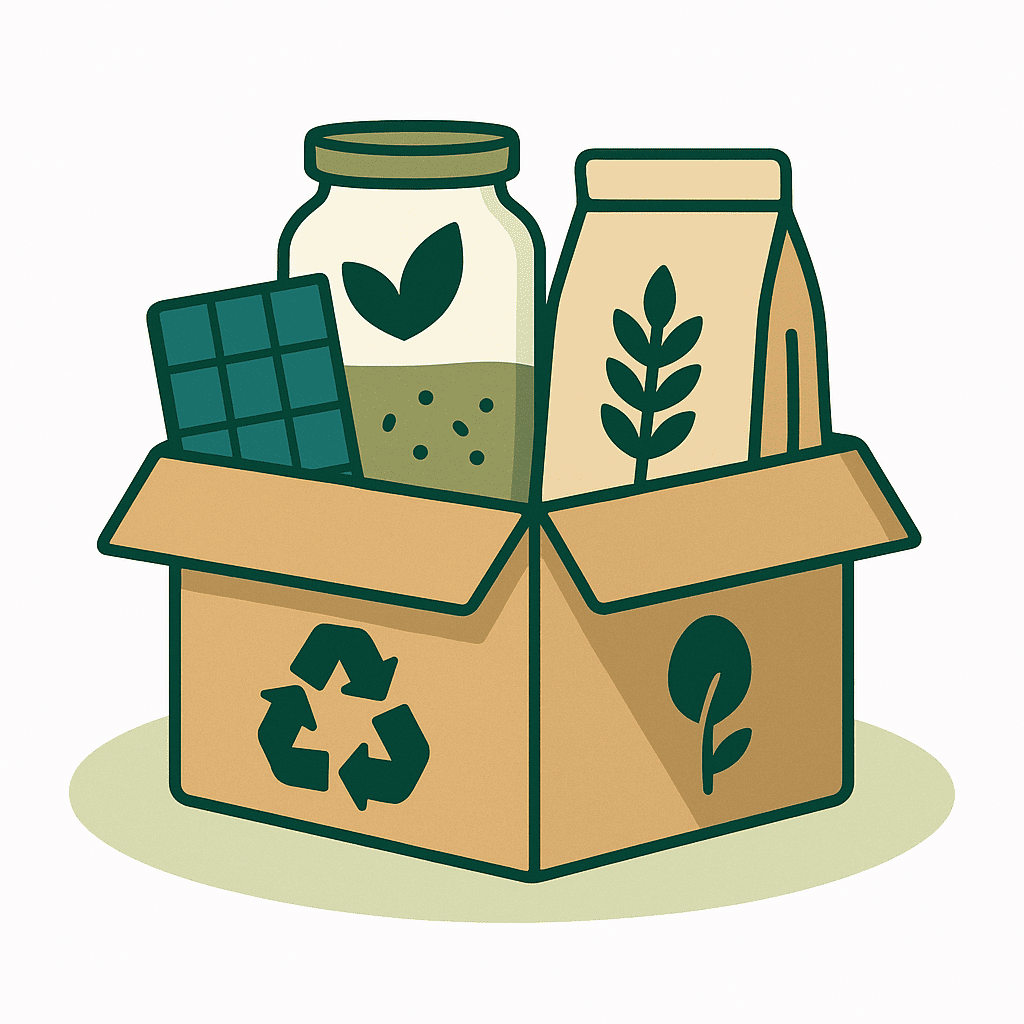 Ilustración de artículos sostenibles