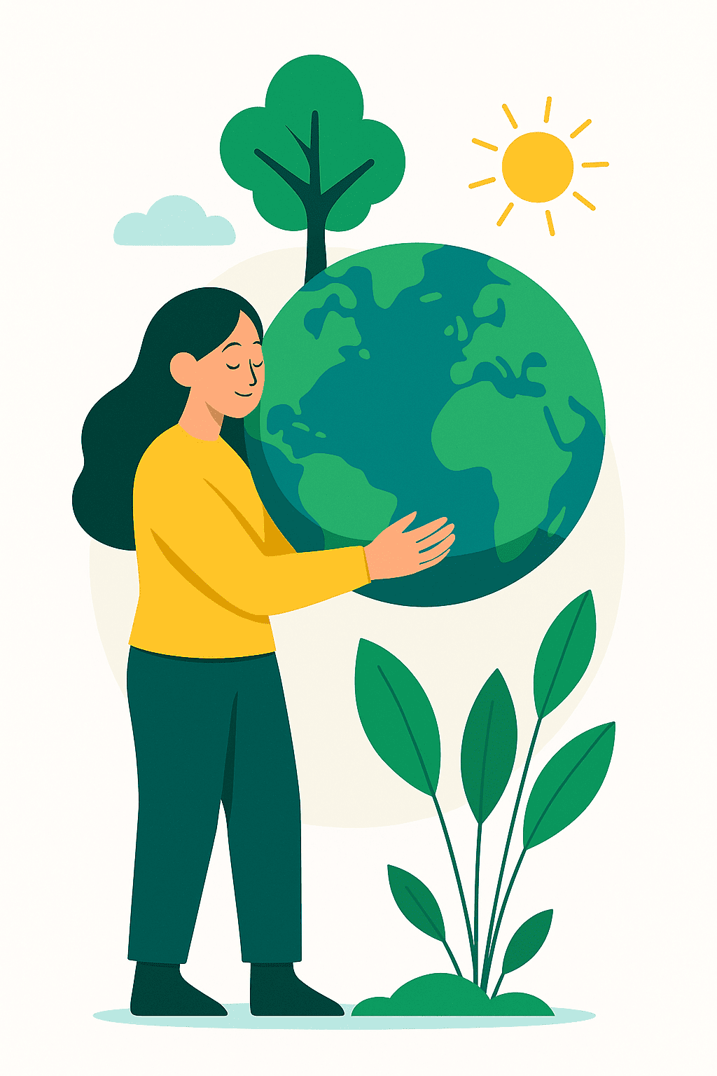 Mujer sosteniendo el planeta tierra